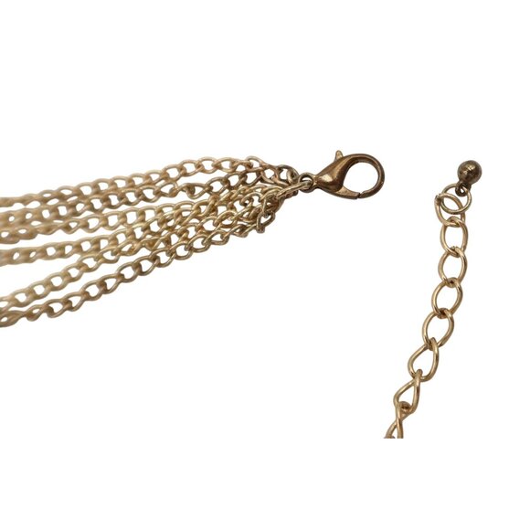 Chunky 3 Strand Curb Chain Necklace Gold Rose Gold & Silver Statement 24 Inches - Picture 7 of 7